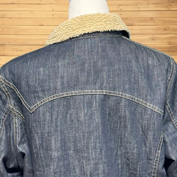 Dickies Work Womens Denim Jean Jacket Size L Blue Sherpa Lined - Picture 5 of 10